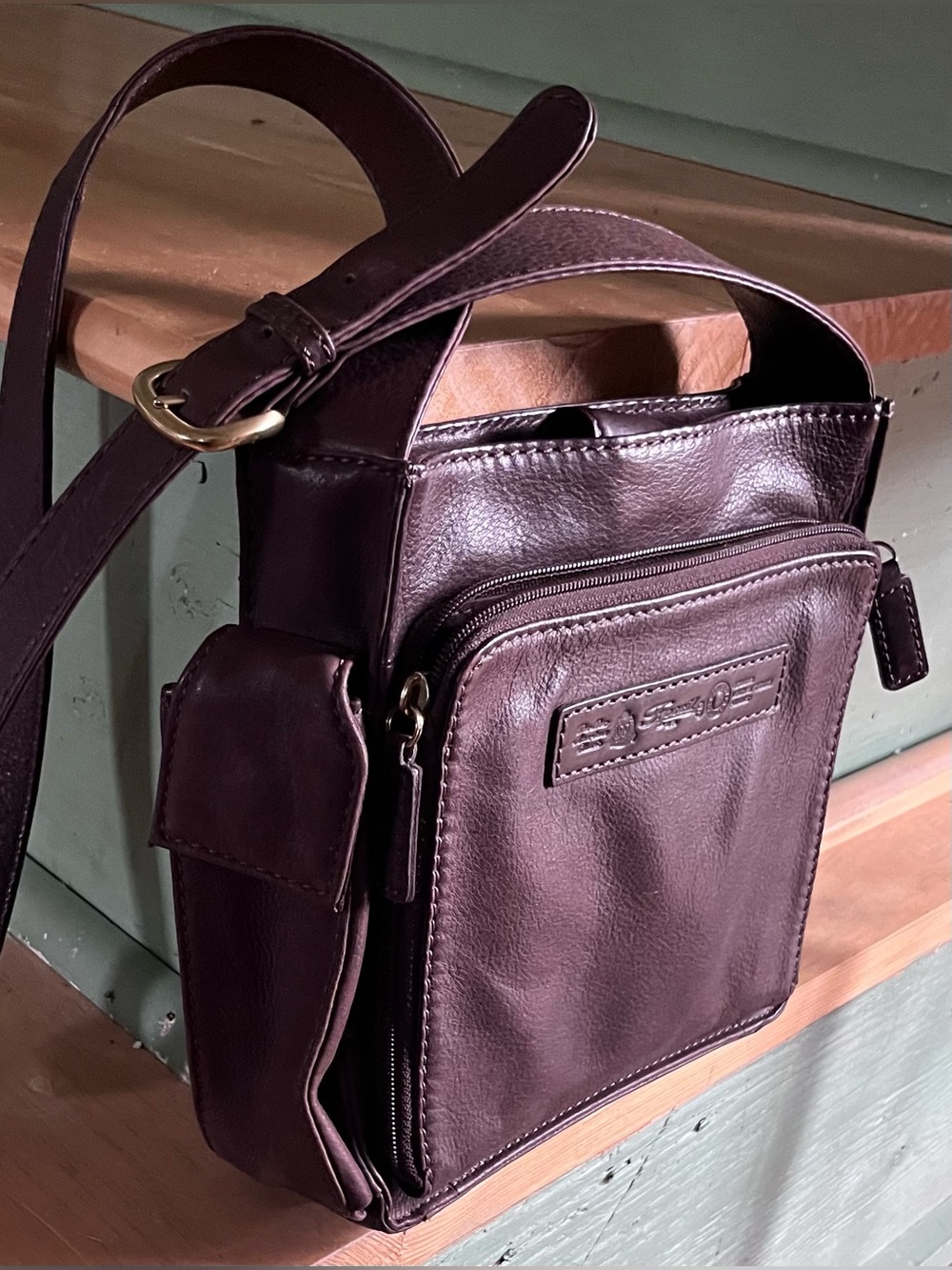 Fossil Classic 75082 Brown Leather Crossbody Messenger Bag multi-Pockets NWOT